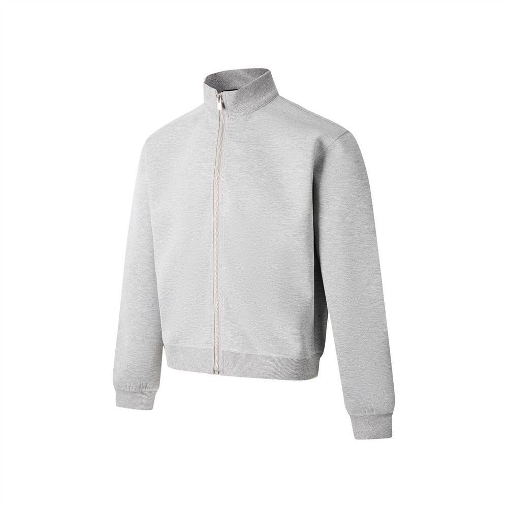 Men’s Stand‑Collar Zip‑Up Hoodie, Solid Color Loose Streetwear Short Jacket