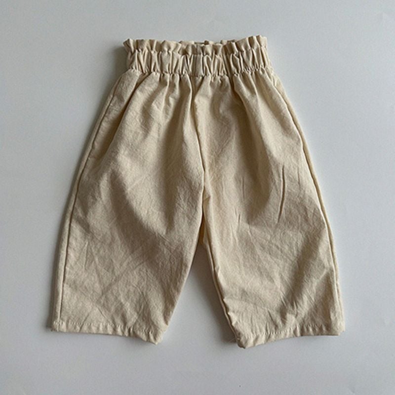 Spring Summer Kids Linen Cotton Pants, Retro Loose Anti-mosquito Beach Trousers for Toddlers