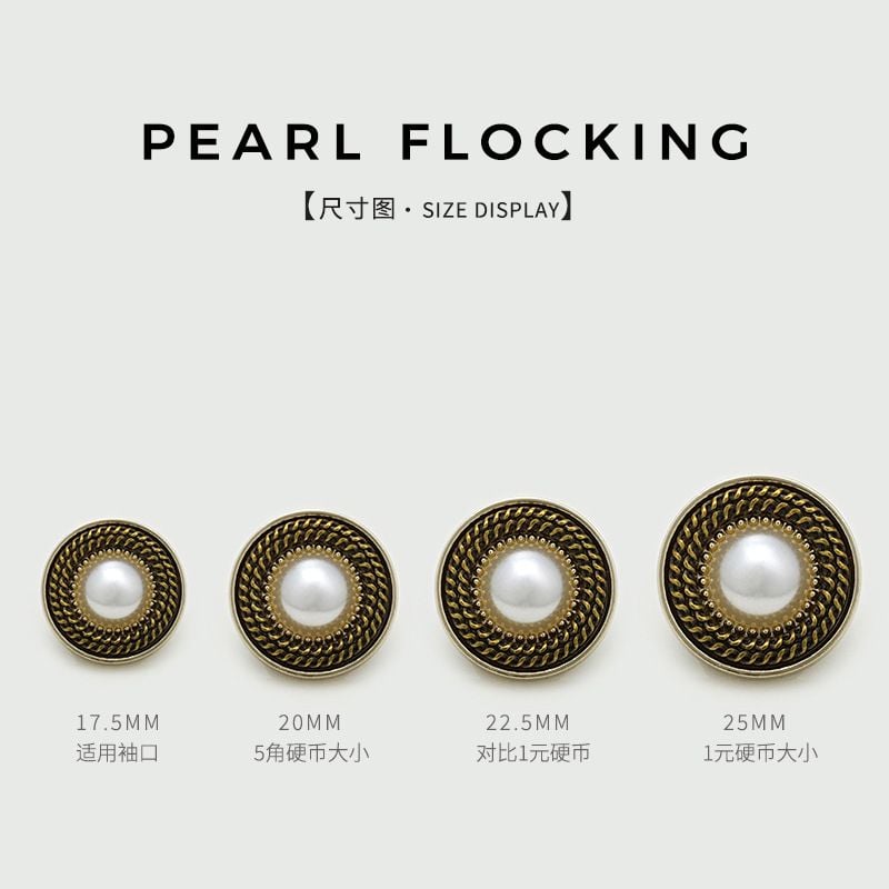 High-grade Round Flocked Pearl Buttons