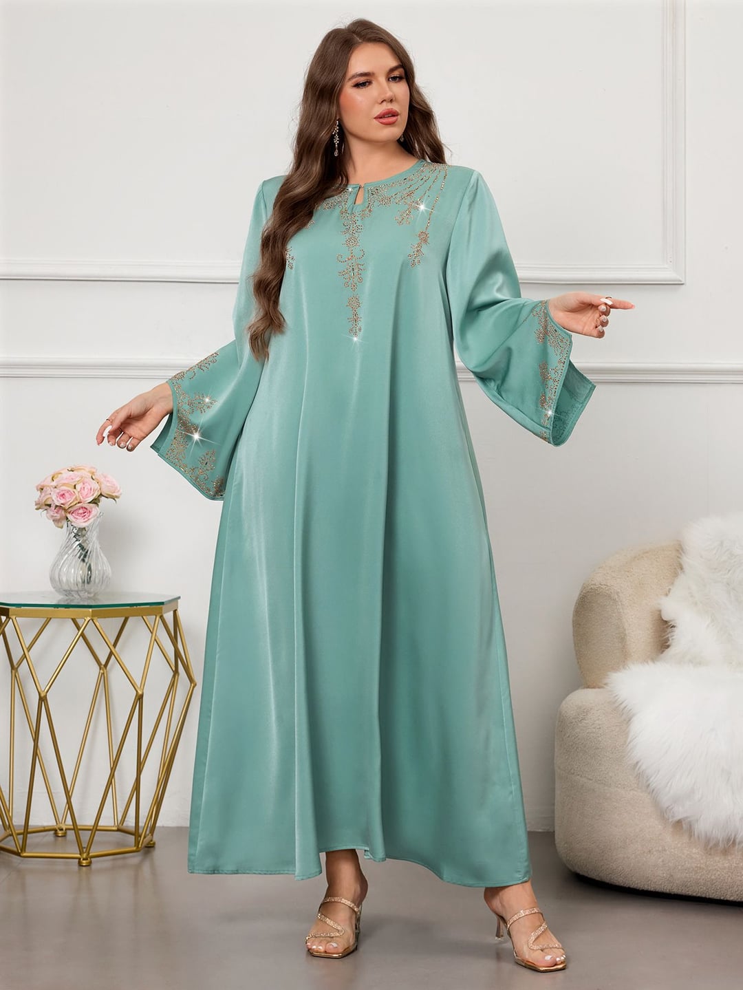 Plus Size Beaded Long Gown Custom Dress