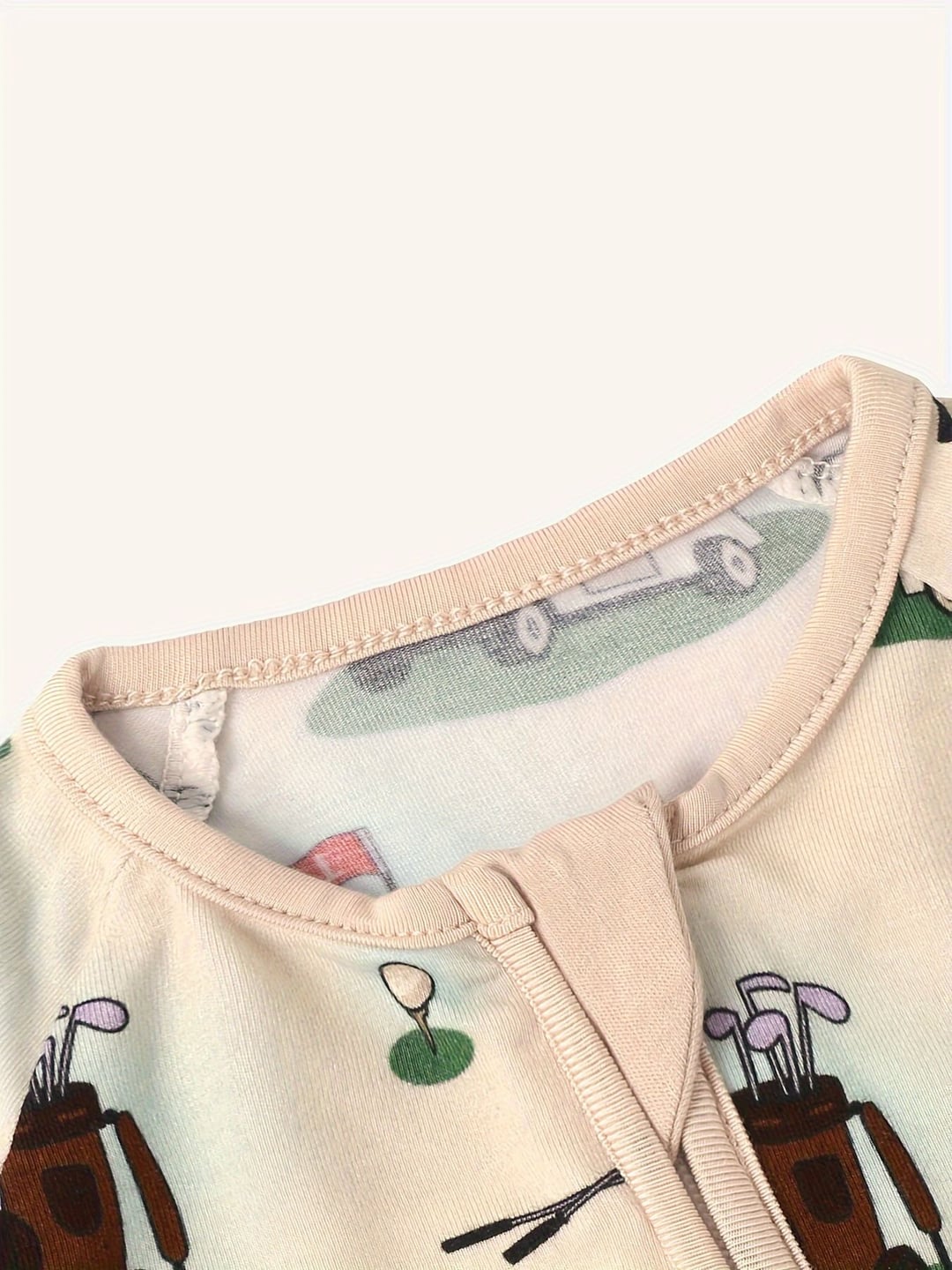 Bamboo Fiber Baby Golf Digital Print Zip-up Romper with Fold-over Footies
