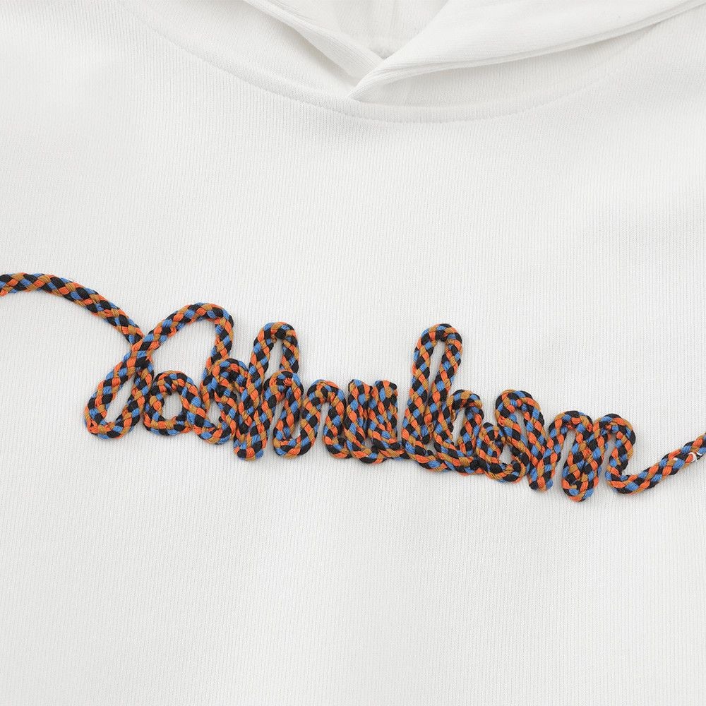Men Blue Casual Pullover Hoodie, Woven Letter Graphic Design, Loose Vibe Street‑style Sweatshirt for Spring and Autumn