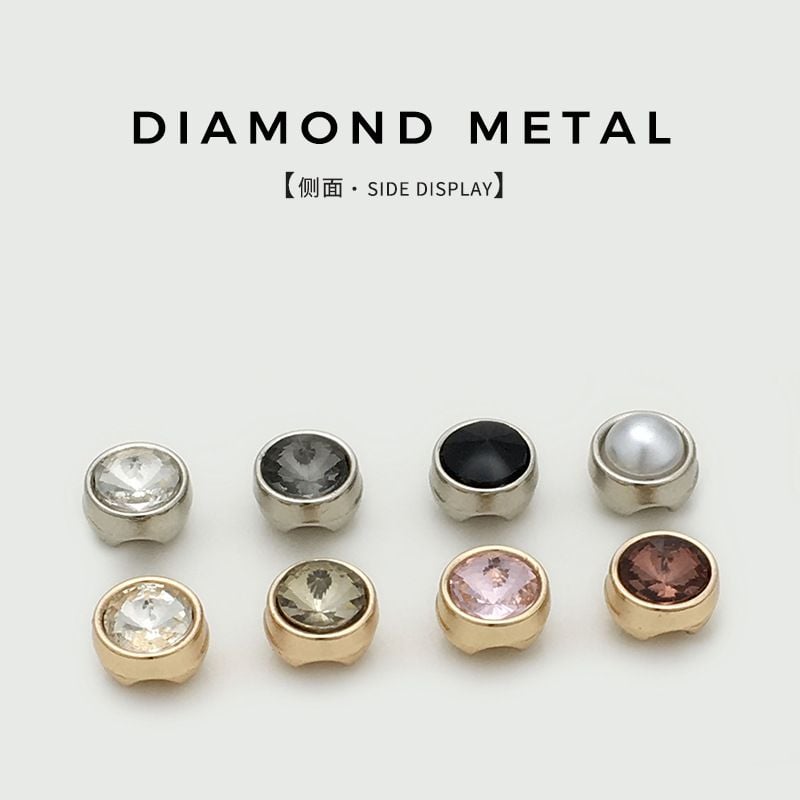 8mm Small Metal Buttons with Rhinestones & Pearls, Cuff Buttons for Men & Women Shirts