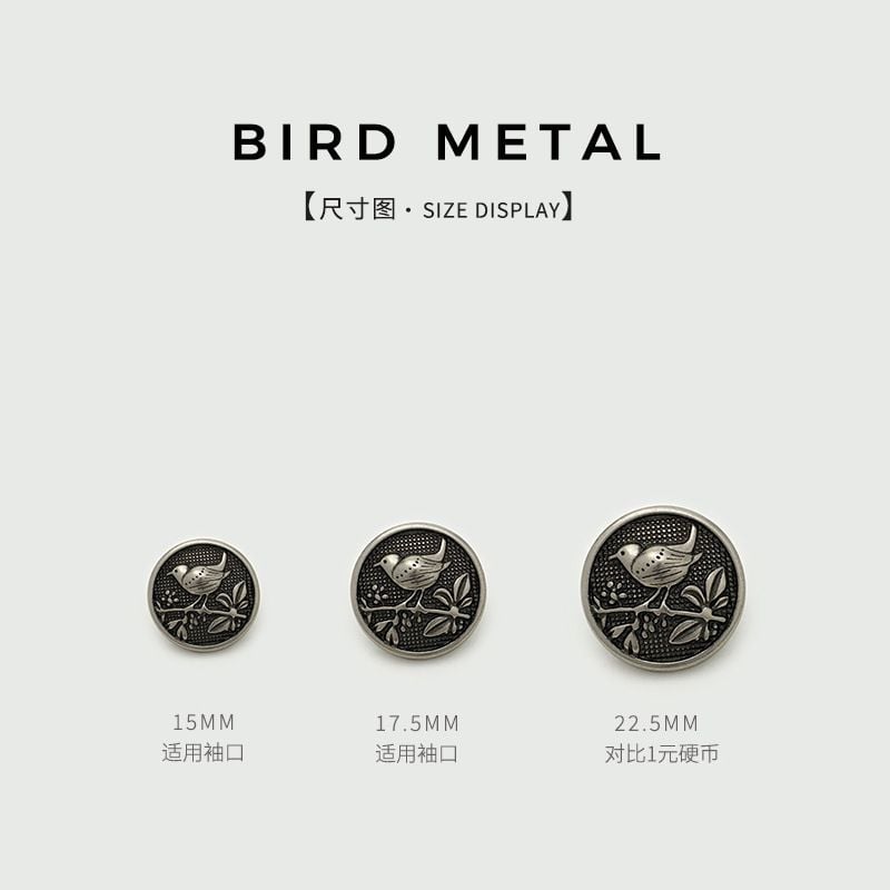 Retro Chinese-style bird metal buttons