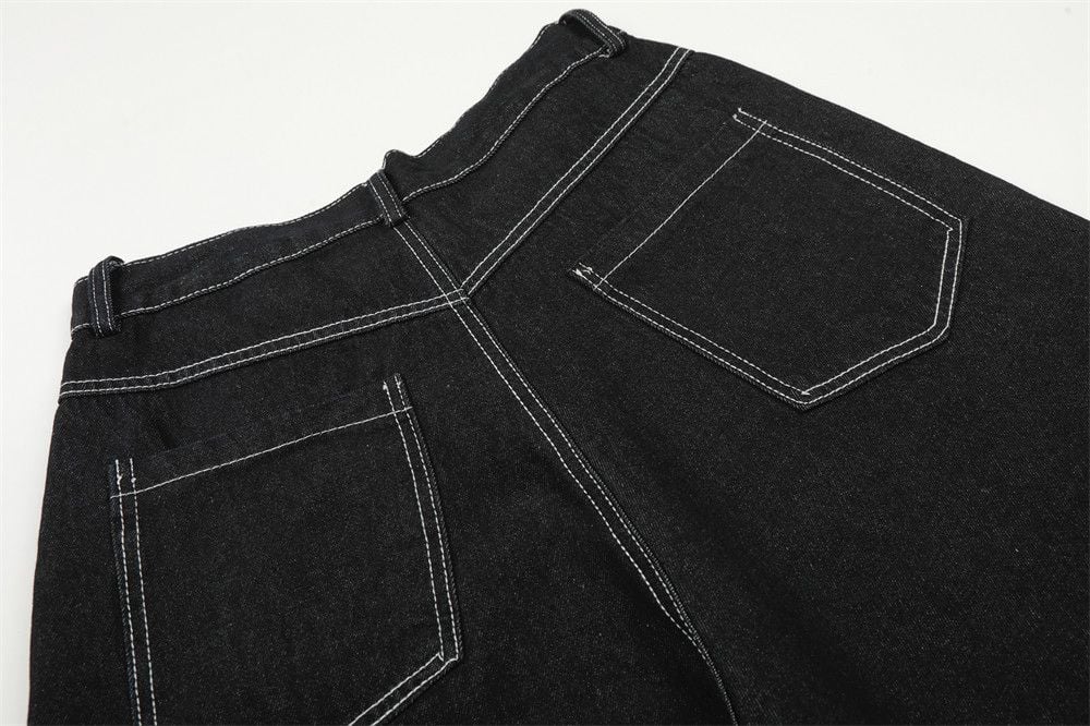 Men's Star Embroidered Wide-Leg Denim Five-Point Shorts With Designer Vibe