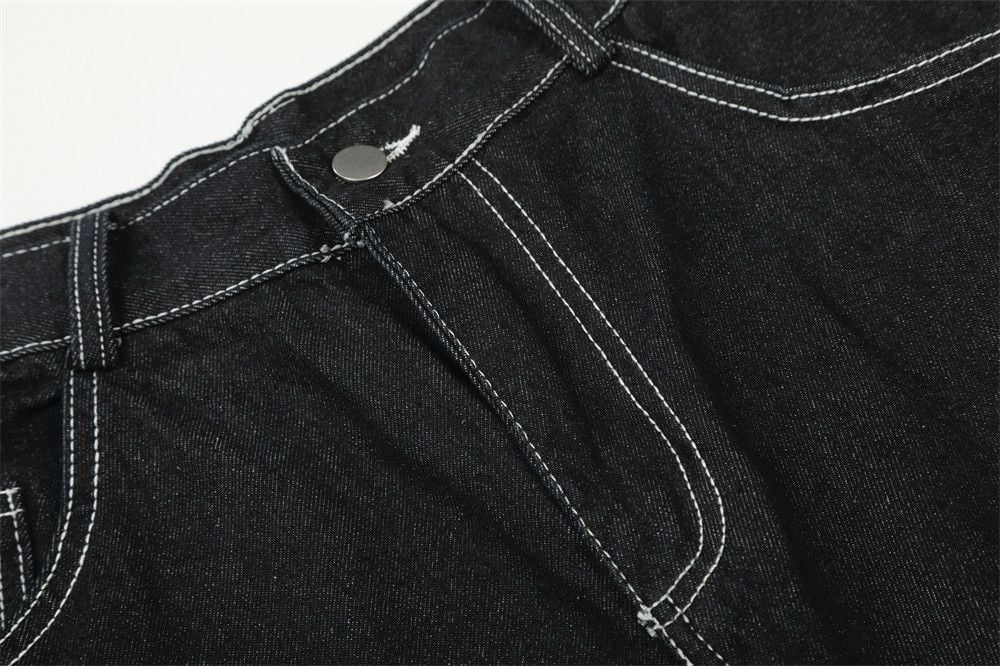Men's Star Embroidered Wide-Leg Denim Five-Point Shorts With Designer Vibe