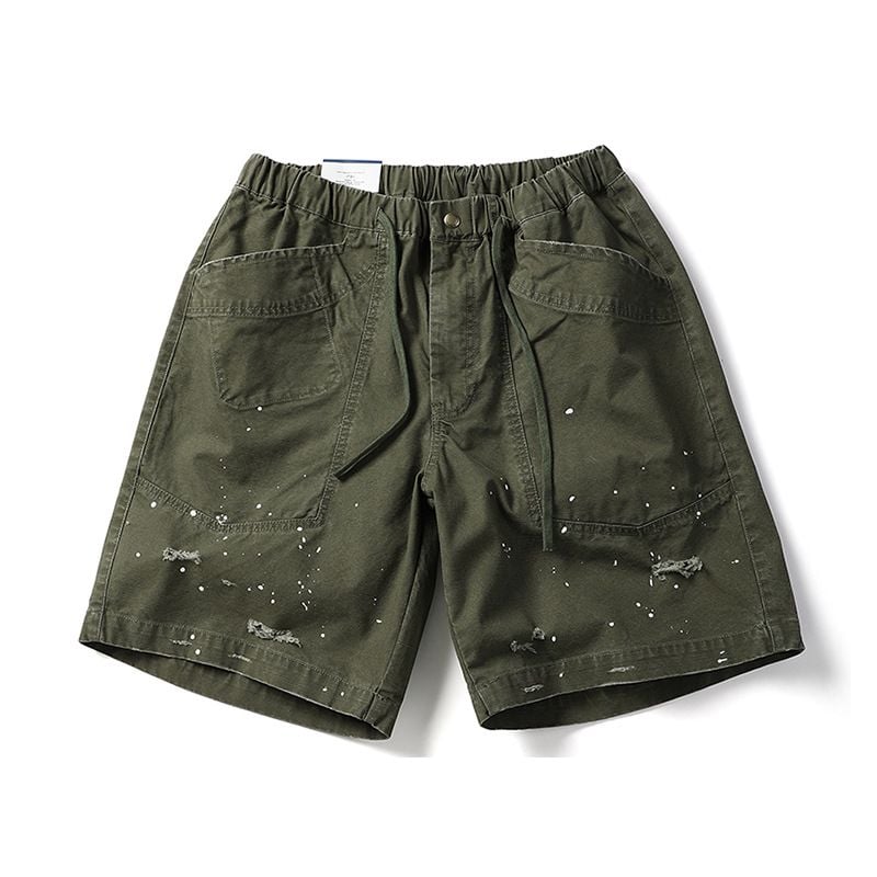 Men’s Summer Trendy Cargo 5‑Inch Shorts, High‑Street Design, Ripped & Paint‑Splash Detail, Loose Casual Streetwear Shorts