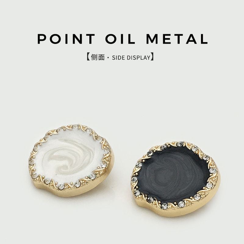 Metal Buttons With Rhinestone Edge, Irregular Design