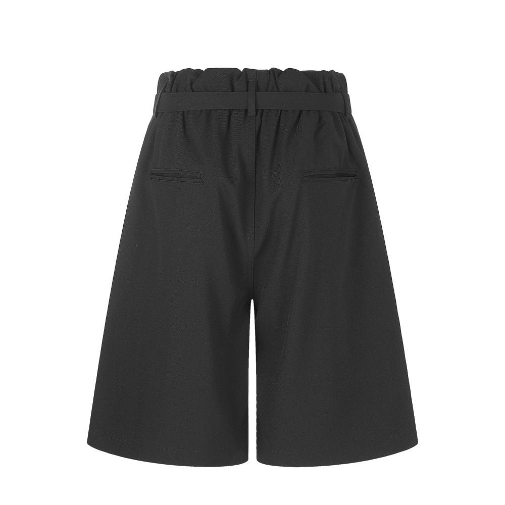 Men Solid Loose Wide‑Leg Suit Shorts, Japanese Street Style Versatile Casual 5‑Point Shorts