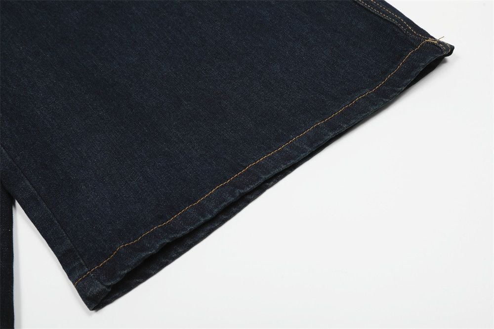 Men’s Summer Denim Mid‑Length Shorts, Firework & Letter Embroidery, Streetwear Brand Style, Washed Loose Casual Straight Wide‑Leg Jeans Shorts