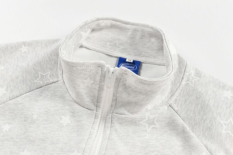 Hip Hop Star Printed Loose Zip Up Jacket, Men's Casual Cartoon Patch Pocket Stand Collar Sweatshirt Coat