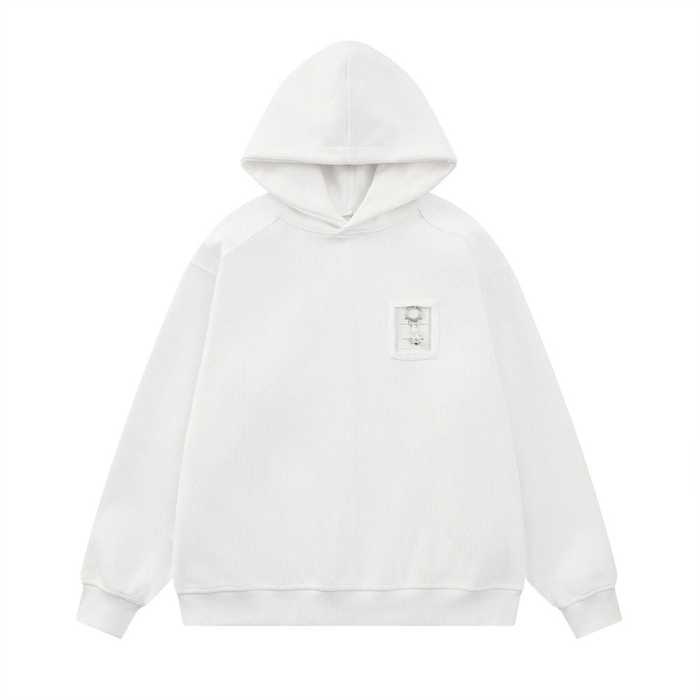 Men Vibe‑Style Pullover Hoodie, Unique Design with Raw‑Edge Splicing, Loose Casual Street‑wear Sweatshirt for Spring Autumn