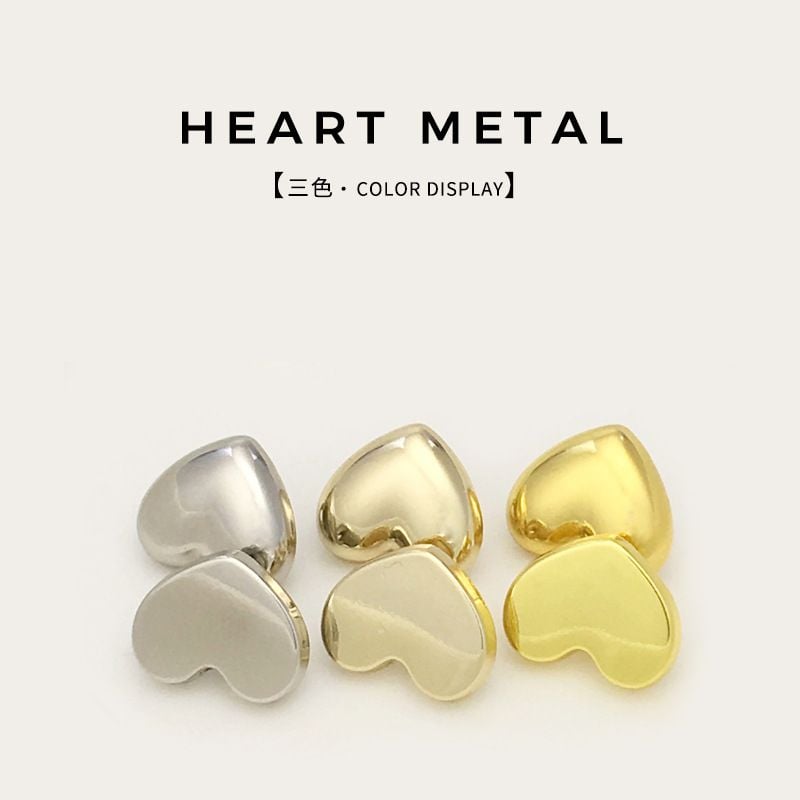 Gold Flat Heart Buttons Exquisite Metal Heart Shaped Shirt Buttons