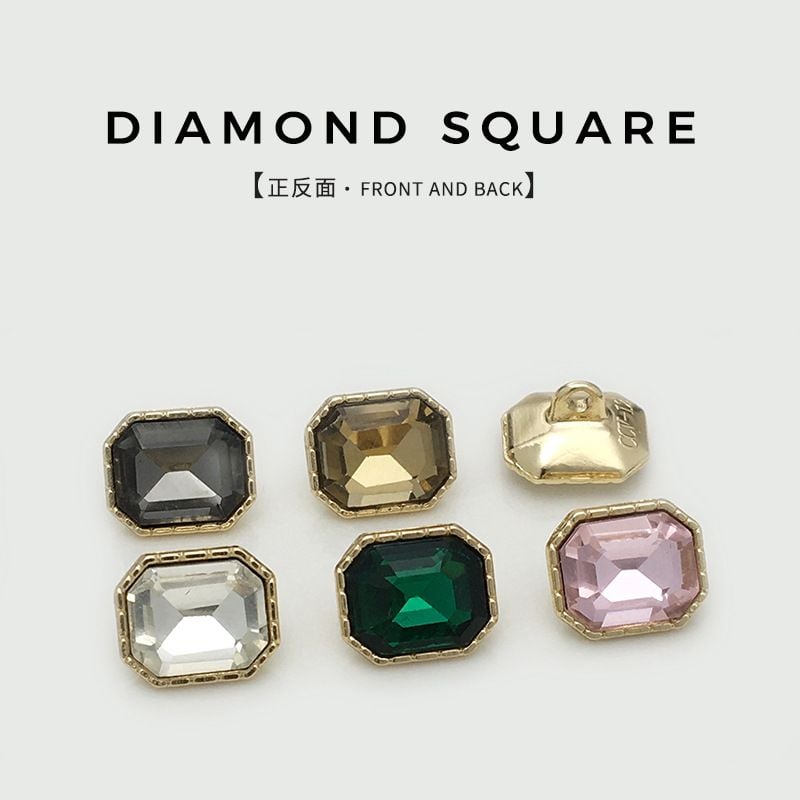Minimalist Metal Rectangular Rhinestone Buttons