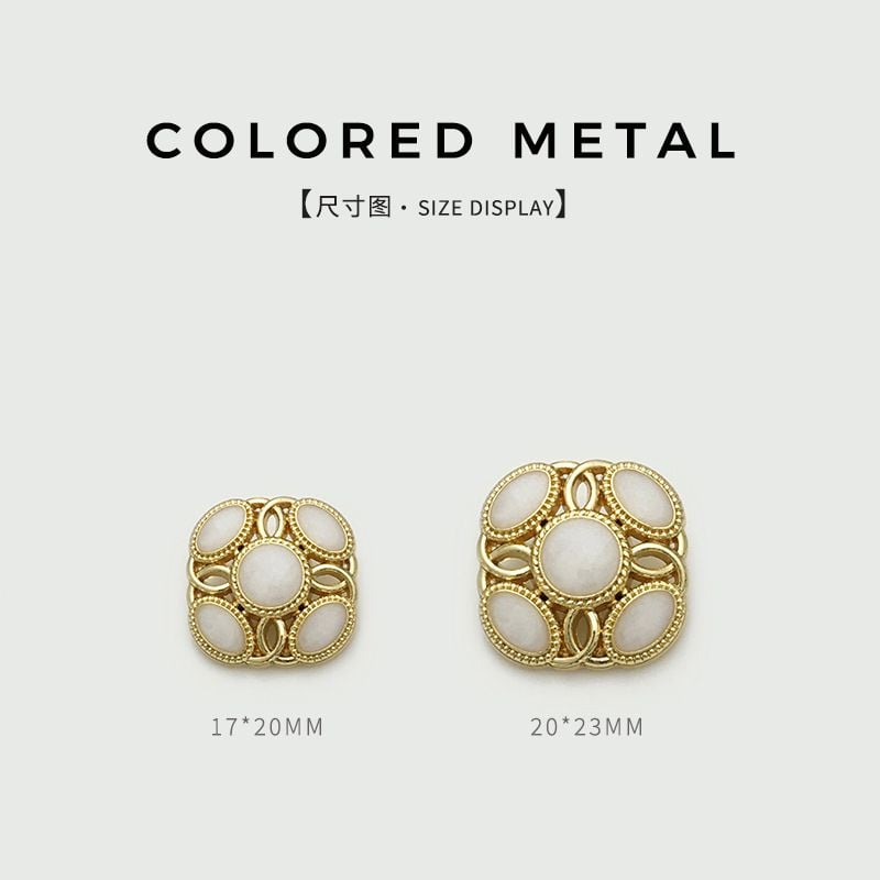 Vintage Square Hollow Out Enamel Metal Buttons