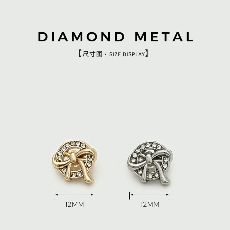 Sweet Rhinestone Inlaid Bowknot Metal Buttons