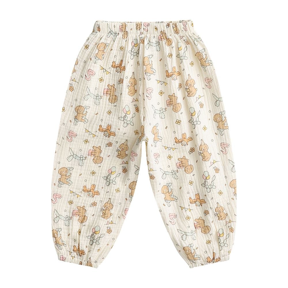2026 New, Cotton Yarn, Anti-Mosquito, Cartoon Print, Harem Joggers, Breathable, Beach & Air-condition Wear