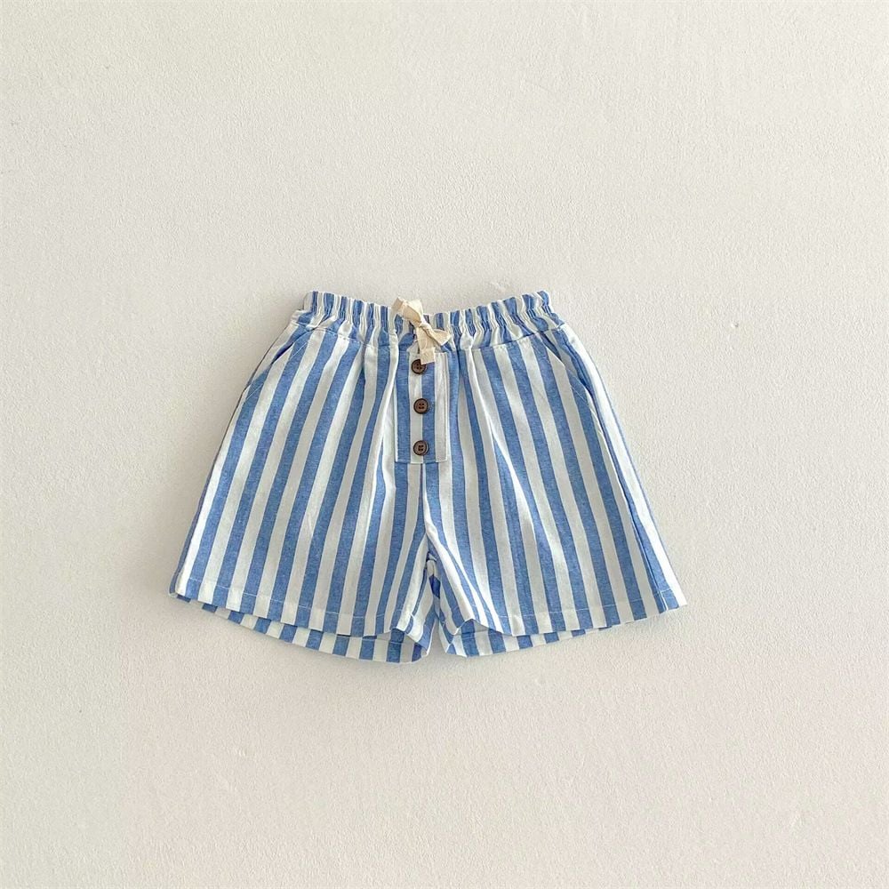 Boys Striped Drawstring Beach Shorts, Loose Pocket Shorts, Casual Daily Wear for Toddlers