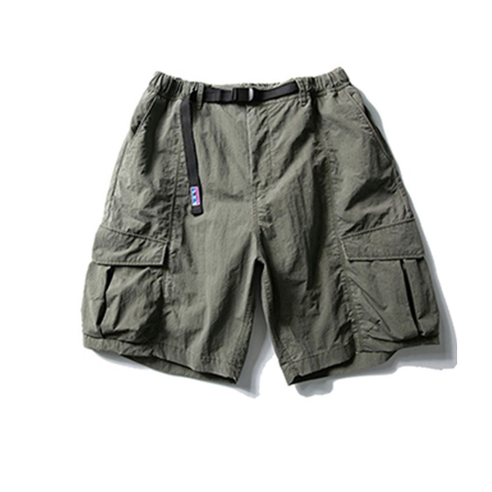 Men's summer loose casual cargo shorts with matching belt and big pockets