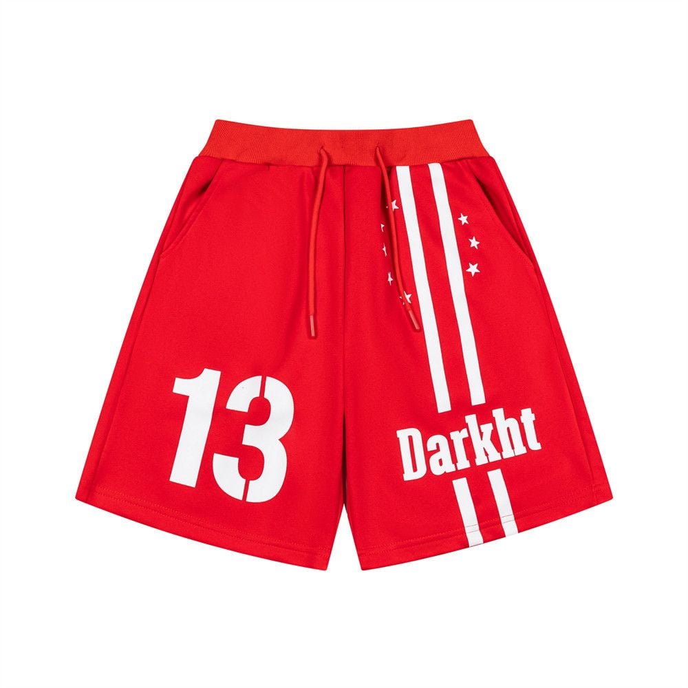 Men’s Summer Trendy Athletic 4‑Inch Shorts, No.13 Number Print, Elastic Waistband, Loose Wide‑Leg Casual Streetwear Shorts