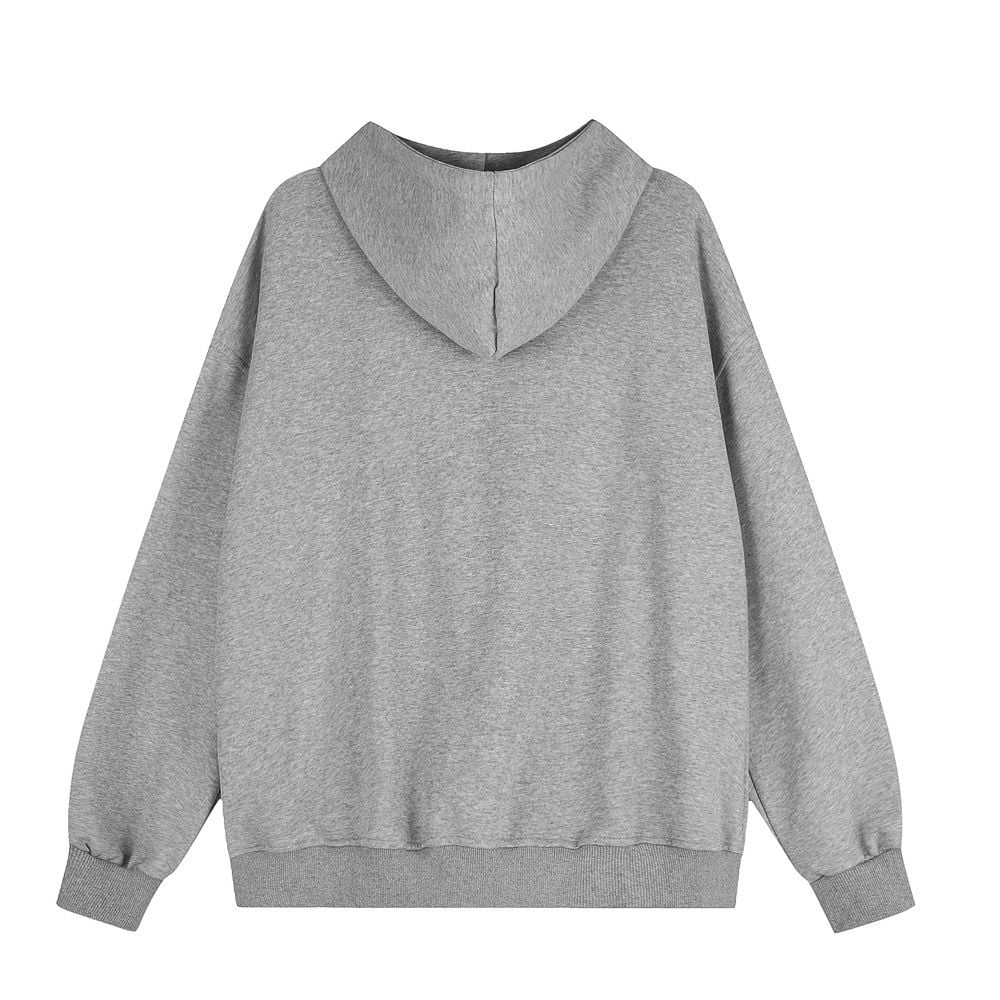 Men Niche Design Streetwear Hoodie Jacket, Distressed Letter Applique Embroidery Loose Casual Sweatshirt for Spring Autumn