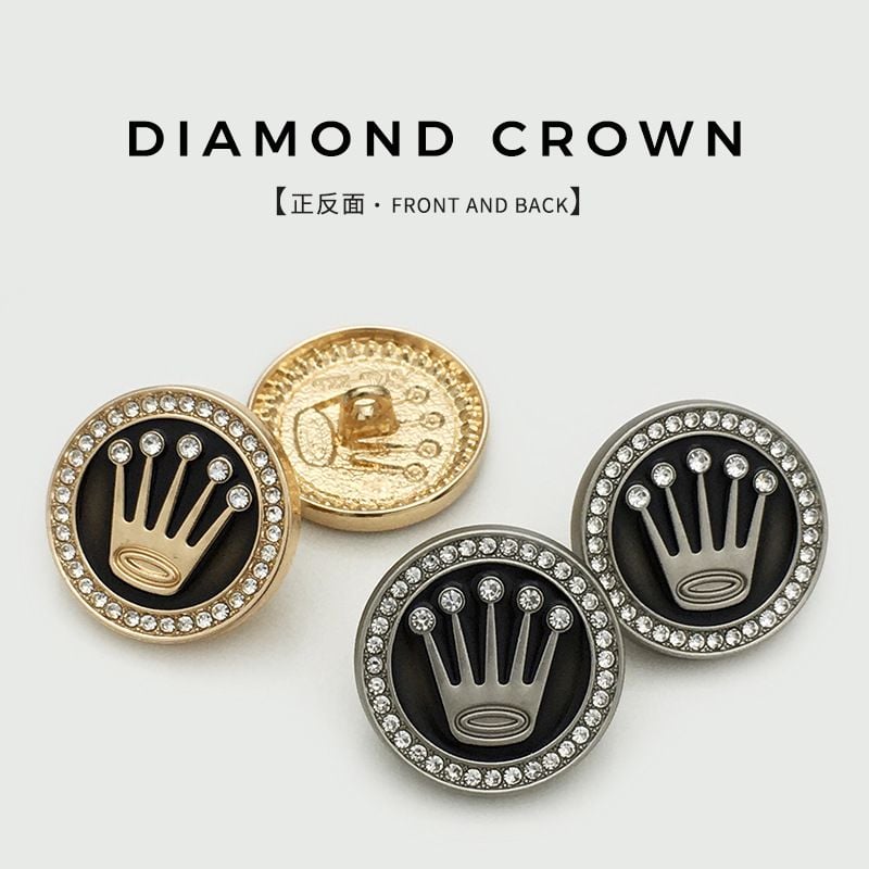 Premium Round Rhinestone Crown Buttons British Style Buttons for Suits