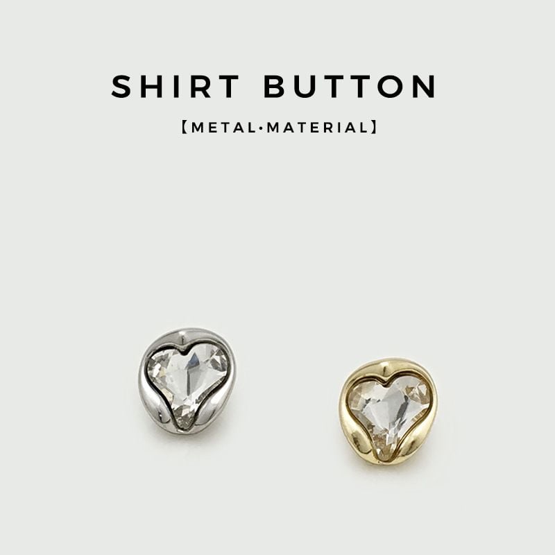 Sparkling Rhinestone Heart Buttons Golden Irregular Metal Small Buttons for Shirts