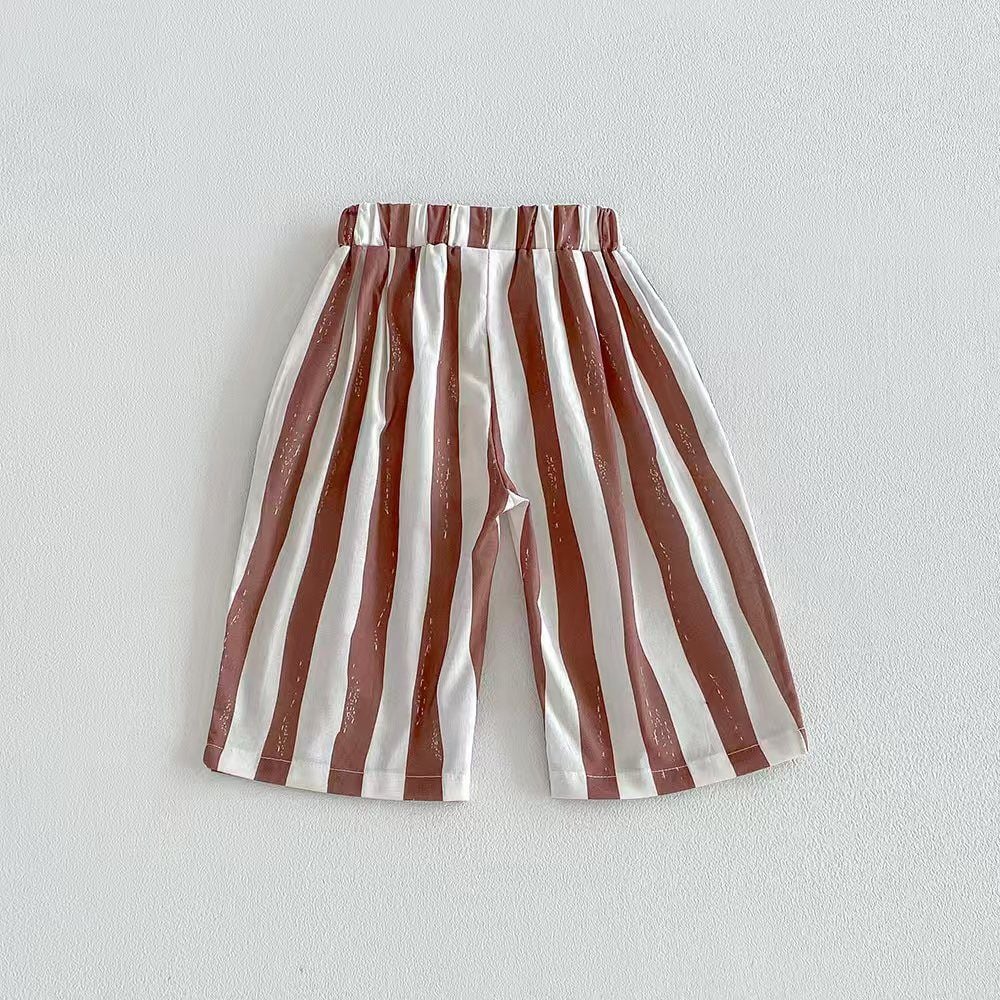 Striped Wide Leg Pants for Boys & Girls, Breathable 7/8 Length Sports Pants for Spring Summer Autumn