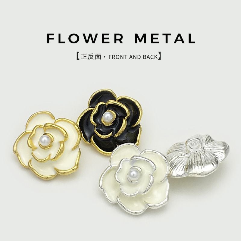 Elegant Floral Buttons 3D Lotus Metal Buttons