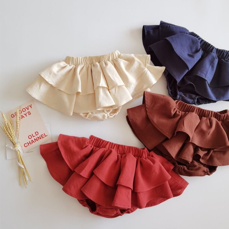 Summer Girls Shorts, Kids Outerwear Pants, Baby Skort, Tiered Fluffy Tutu Skirt
