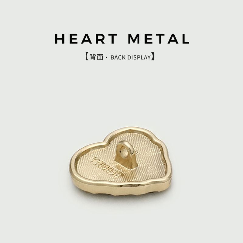 Colorful diamond-embellished heart-shaped metal suit buttons