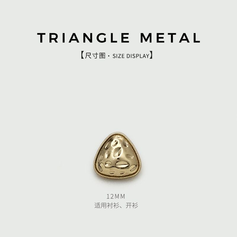 Irregular Triangular Metal Buttons with Concave-Convex Embossed Surface