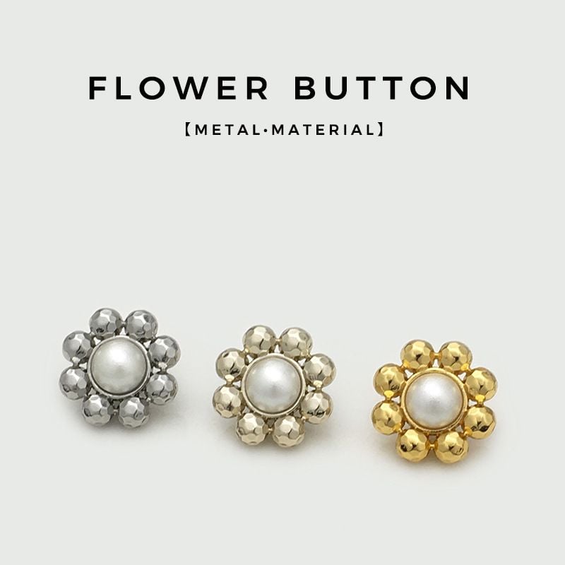 Exquisite Pearl Flower Hollow Out Metal Buttons