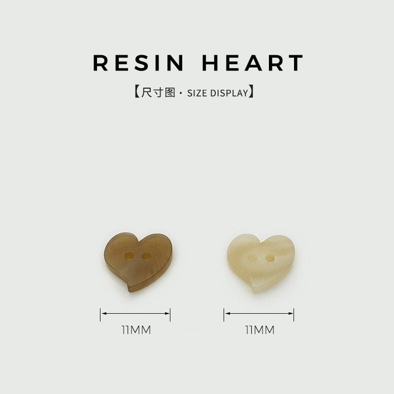 Vintage Two-hole Heart Resin Buttons