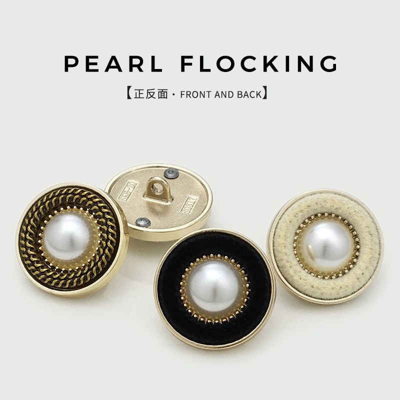 High-grade Round Flocked Pearl Buttons