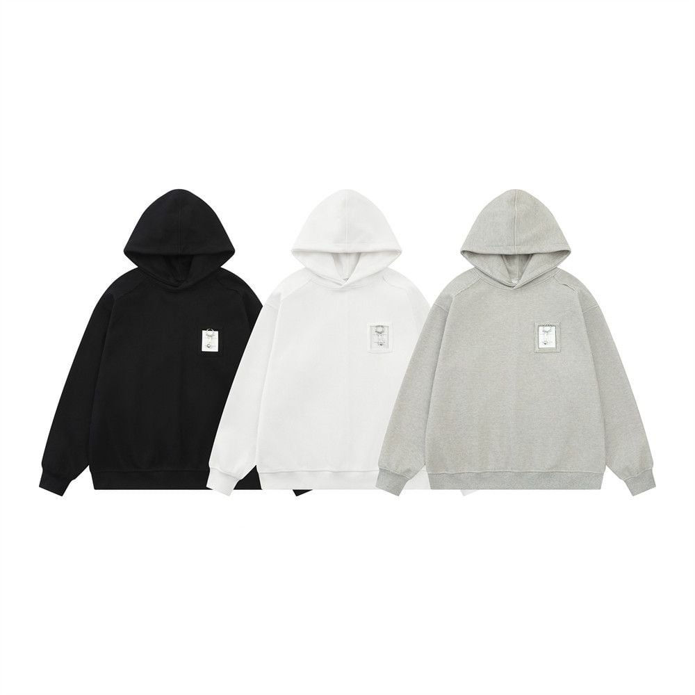 Men Vibe‑Style Pullover Hoodie, Unique Design with Raw‑Edge Splicing, Loose Casual Street‑wear Sweatshirt for Spring Autumn