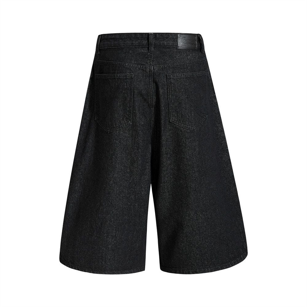 Men’s Summer Cropped 7‑Denim Shorts, Trendy Brand, Metal Button Fly, Unique Designer Look, Loose Straight‑Leg Fit