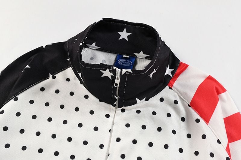 Men's Designer Irregular Polka Dot Full Print Zip Up Sweatshirt, Stand Collar Loose Trendy Outerwear Spring Autumn