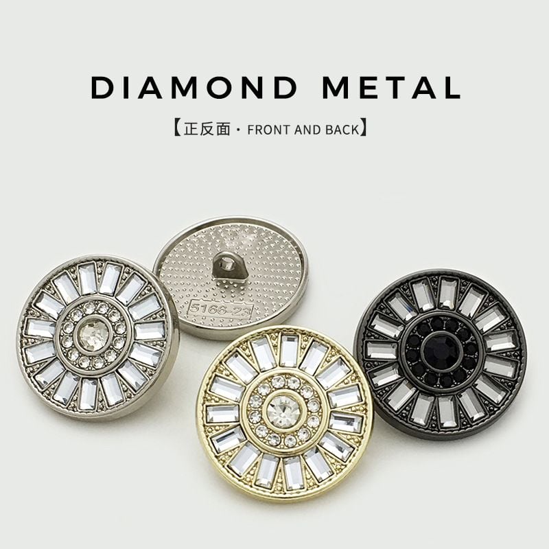 Luxury Sunflower Rhinestone Metal Buttons