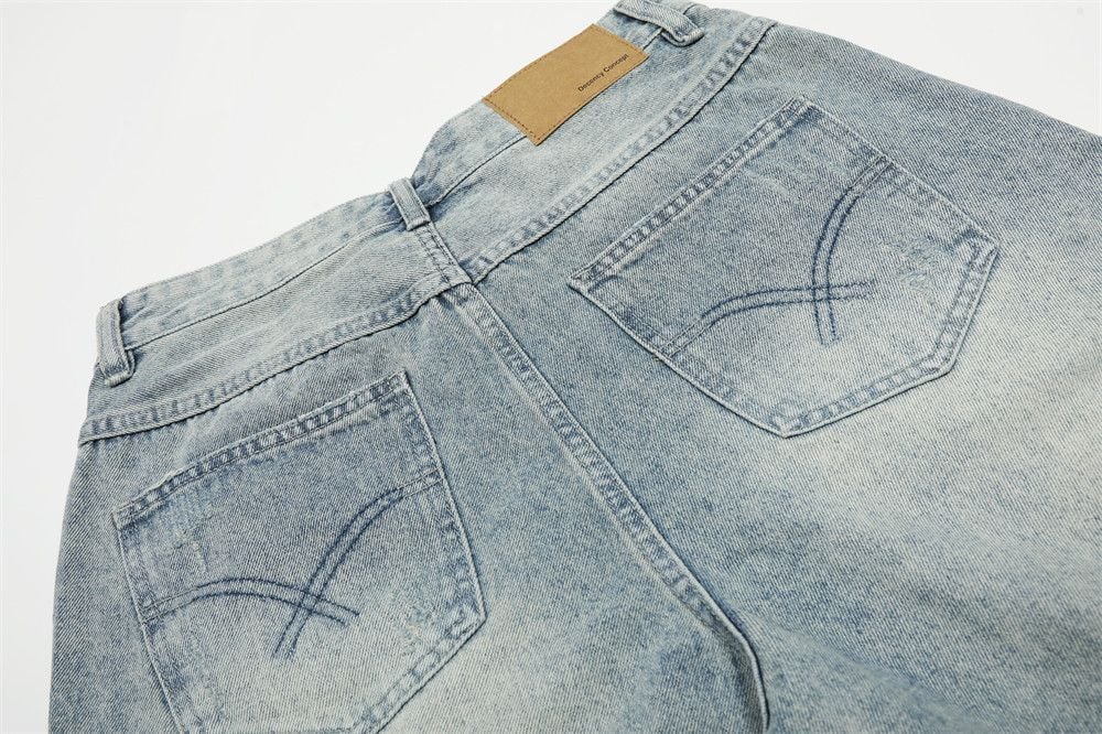 Men's American Punk Ripped Denim Seven-Point Pants Summer Style