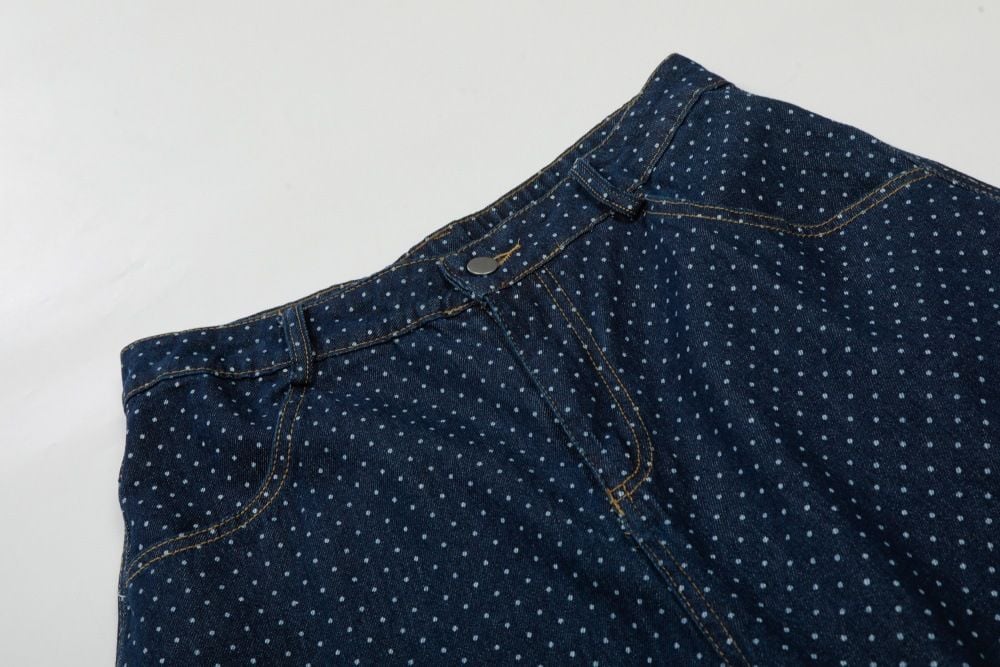 Men's European American trendy brand full print polka dot cargo denim seven-point shorts