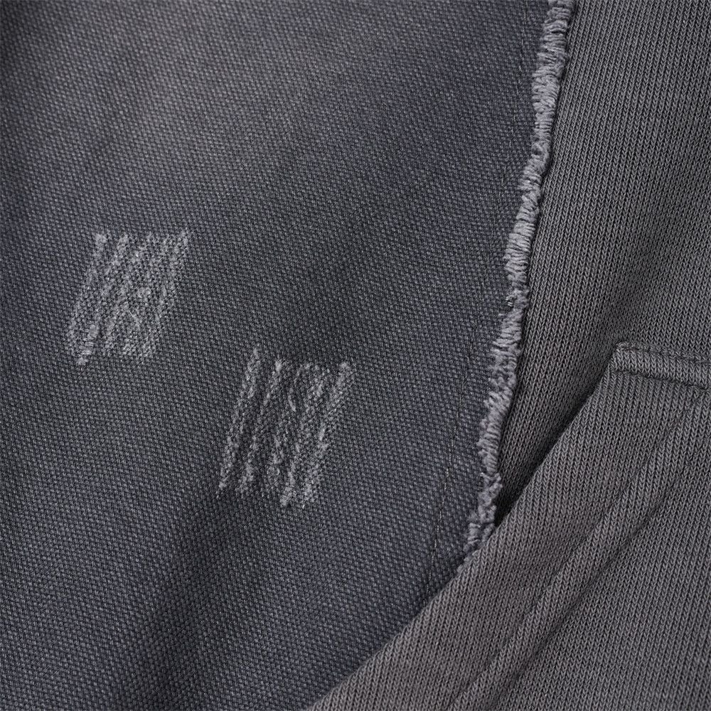 Men Wasteland Vintage Dirty‑Wash Pullover Hoodie, Deconstructed Canvas Splicing, Raw‑Edge Distressed Loose Street‑wear Sweatshirt for Spring Autumn