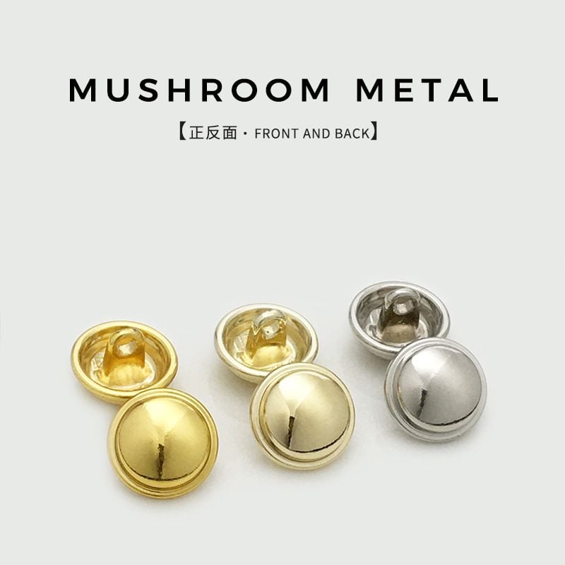 Classic Silver Glossy Mushroom Buttons | Smooth Metal Shirt Buttons