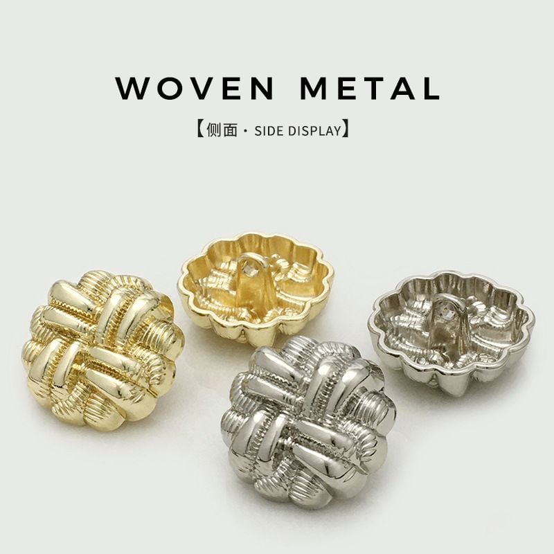 Versatile Woven Pattern Floral Metal Buttons