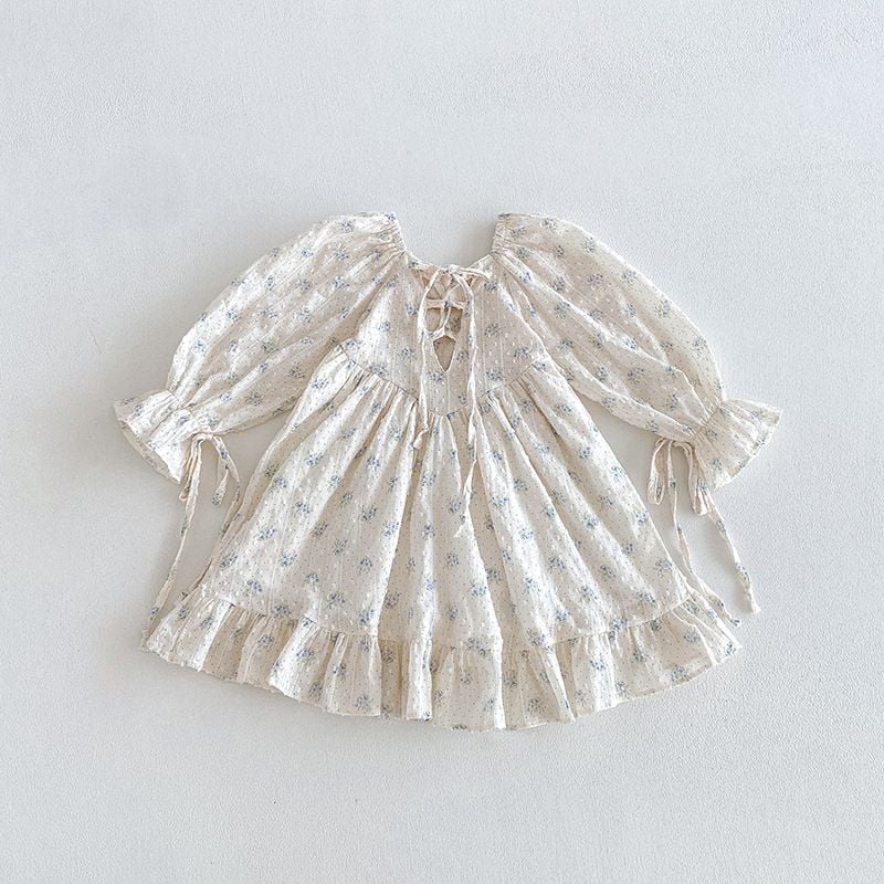 Lolita Princess Dress for Girls, Bow Decor Backless Design, Ruffle Trim, New Style for Spring & Autumn