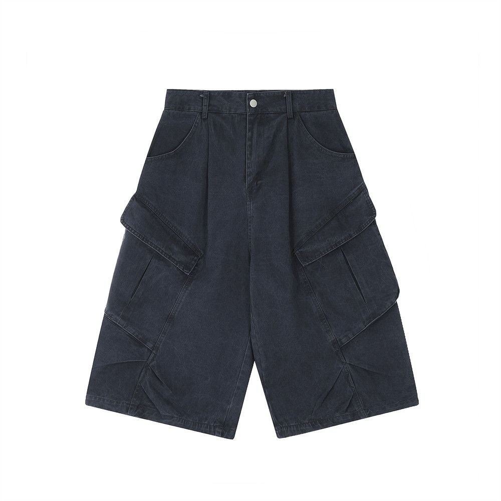 Men's summer cargo shorts with irregular large pockets