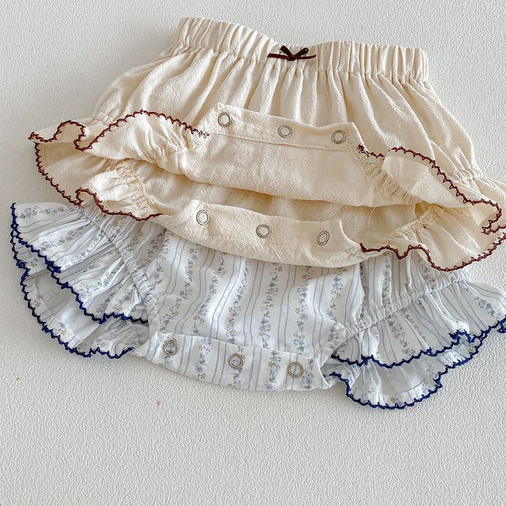 Infant Cotton Ruffled Shorts, Korean Style Baggy Diaper Cover Pants for Daily Outdoor Wear