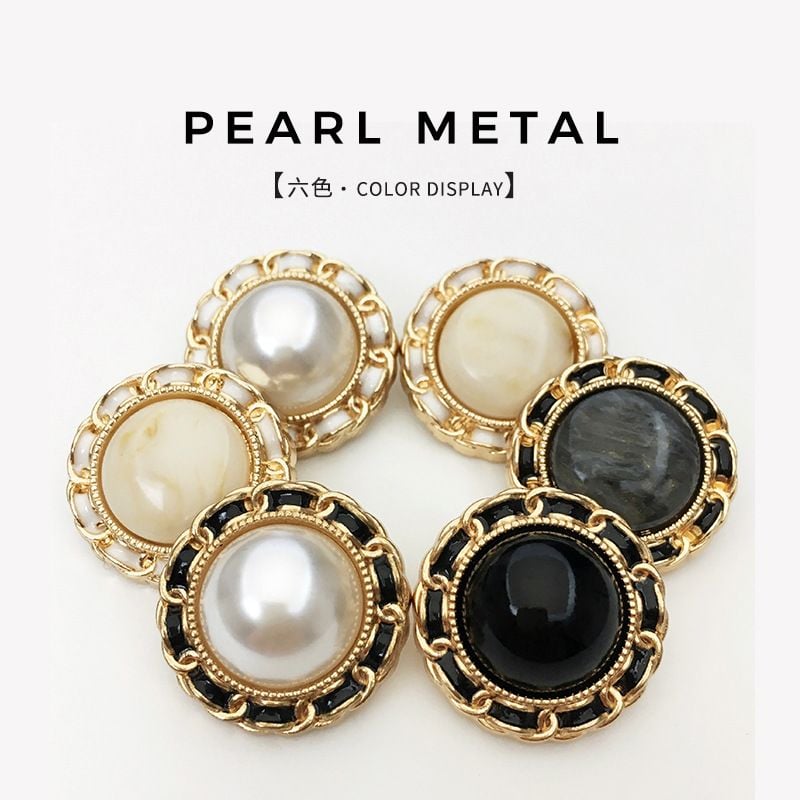 Vintage Round Chain Buttons, Premium Pearl Design for Cashmere Garments