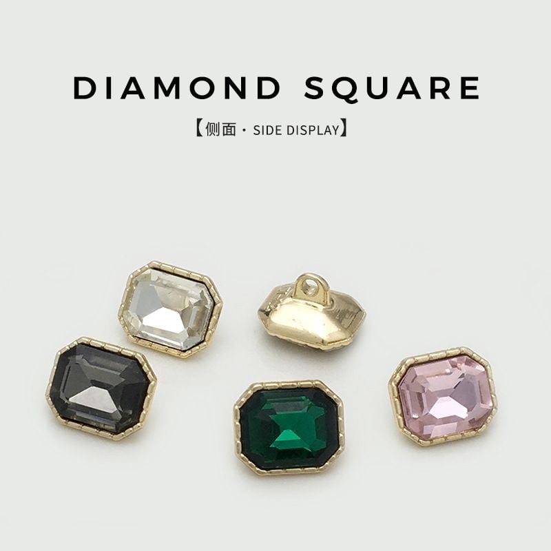 Minimalist Metal Rectangular Rhinestone Buttons