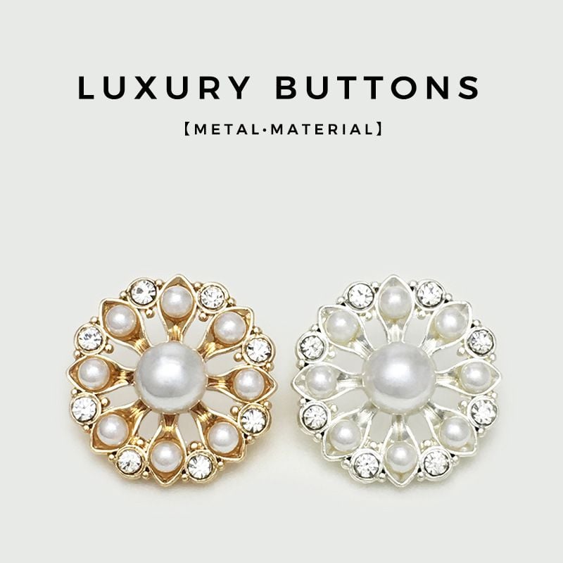 High-end Golden Flower-shaped Pearl Hollow Buttons